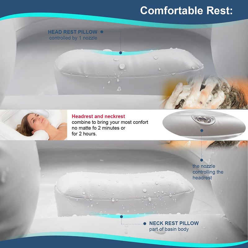 Goping Large Size Inflatable Hair Washing Basin with Built-in Head Comfort Pillow Shampoo Basin for Elderly Disabled Pregnant Injured Bedridden - Image 4